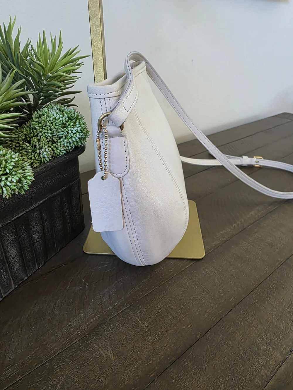 Vintage Coach Small Framed Pouch Crossbody Bag White  Glovetanned Leather USA